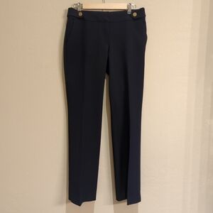 Loft Sz 2 Marisa Trousers Straight Leg Zipper Closure Navy